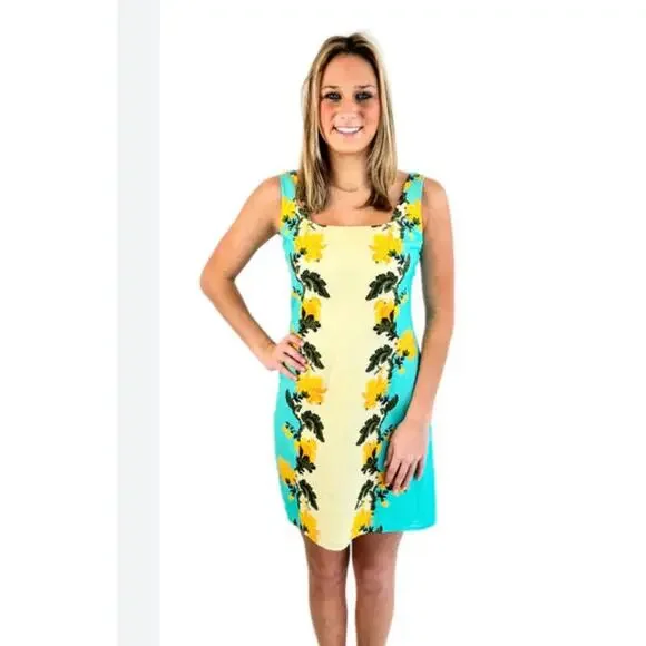 Anna Cate Zander Dress Aqua Floral Cotton Linen Mini Old Money Sleeveless Size M - Picture 11 of 11